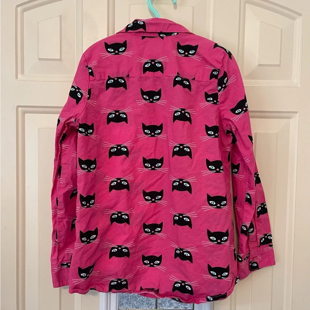 Girls Faded Glory Pink Cat Pattern Shirt - Picture 2 of 4